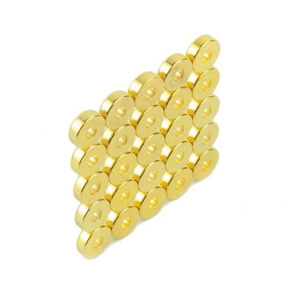 Magnet neodim inel 6 x 2 x 2 mm aurit - 25 bucăți