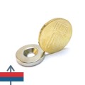 Неодимов магнит пръстен D 20 мм - купичка без корпус с монета от 50 бани