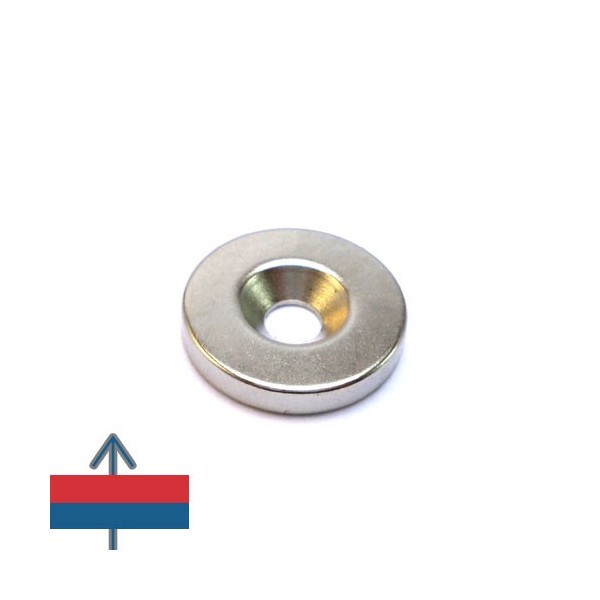 Magnet neodim inel D 20 mm - oală fără carcasă cu magnetizare