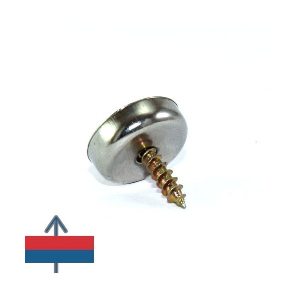 Неодимов магнит купичка D16 мм с отвор и фаска с вмъкнат винт