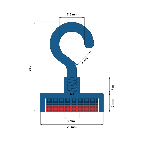Неодимов магнит купичка D20 мм с кука C