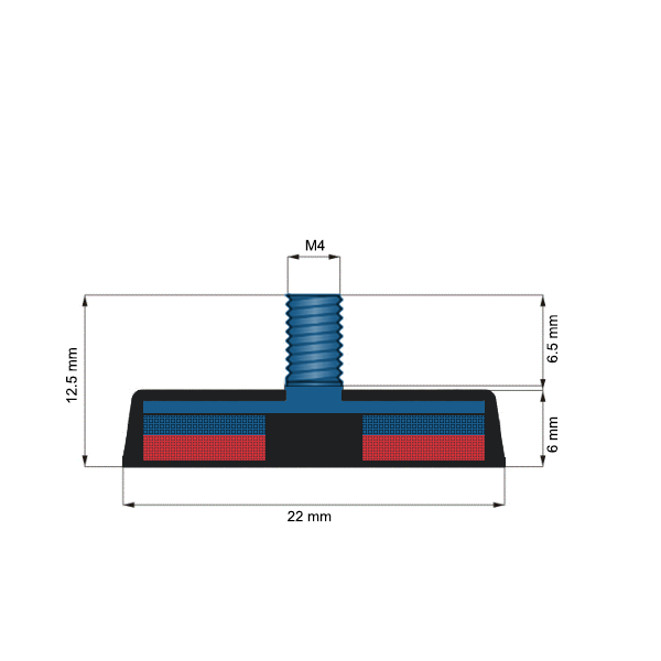 Magnet neodim oala D22mm cauciucat filet ext C