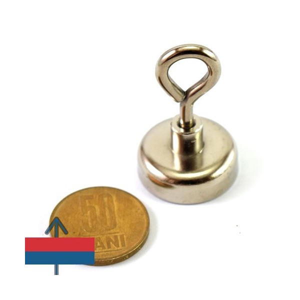Неодимов магнит купичка D25 мм с пръстеновидна кука 1