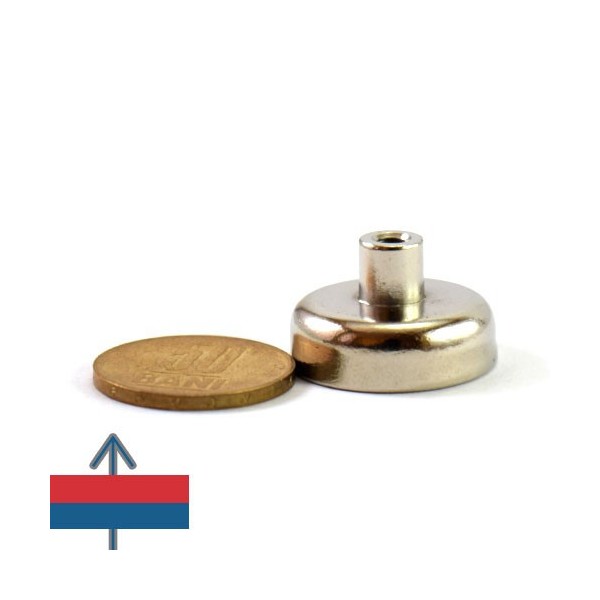 Неодимов магнит купичка D25 мм с резбарен врат 2