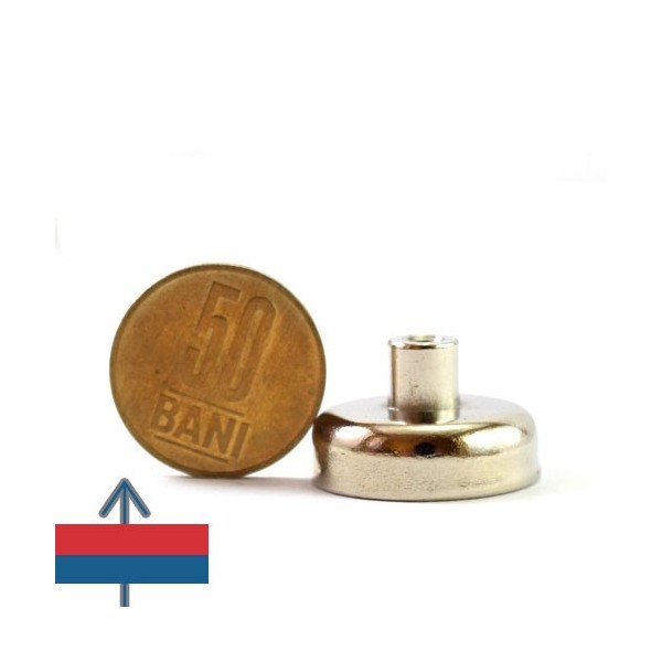 Magnet neodim oala D25 mm cu gat filetat 3