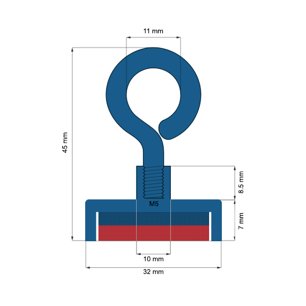 Magnet neodim oala D32 mm cu carlig inelar C