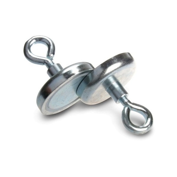 Неодимов магнит тенджера Ø42 мм с пръстеновиден кука - два броя