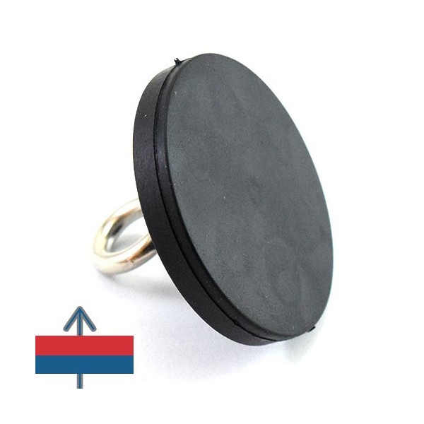 Magnet neodim oala D43 mm cauciucat cu carlig inelar 4