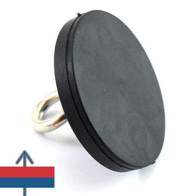 Magnet neodim oala D43 mm cauciucat cu carlig inelar 4