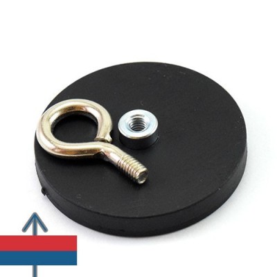 Magnet neodim oala D43 mm cauciucat cu carlig inelar 5