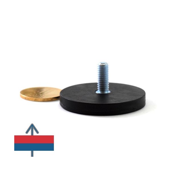 Неодимов магнит тенджера Ø43 мм с каучуково покритие и външна резба 2