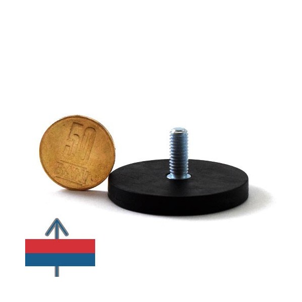 Magnet neodim oala D43 mm cauciucat cu filet exterior 4