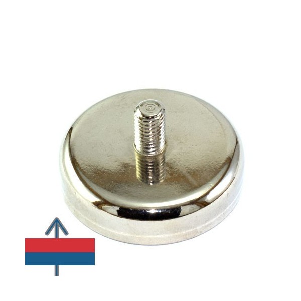 Неодимов магнит тенджера Ø48 мм с външна резба 6