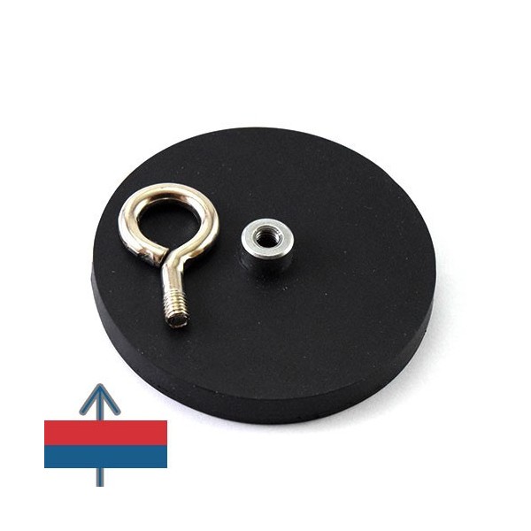 Magnet neodim oala D66 mm cauciucat cu carlig inelar 3