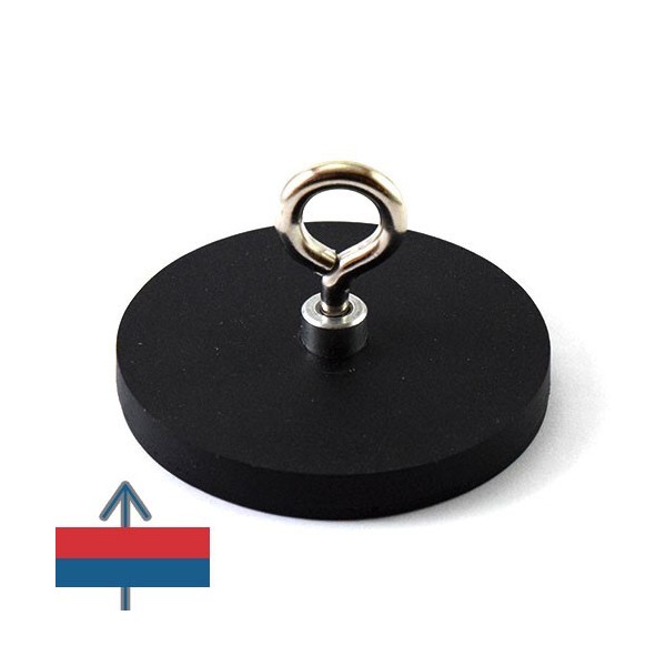 Неодимов магнит тенджера Ø66 мм с каучуково покритие и пръстеновиден кука 4