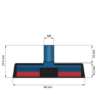 Magnet neodim oala D66mm cauciucat filet ext C