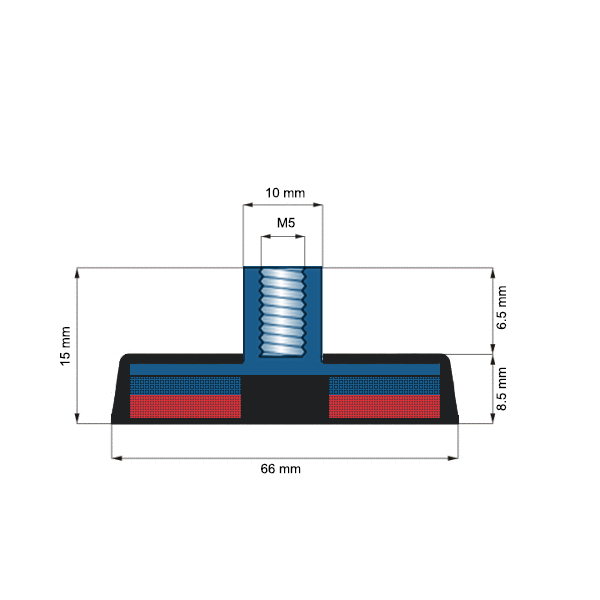 Magnet neodim oala D66mm cauciucat gat filetat C