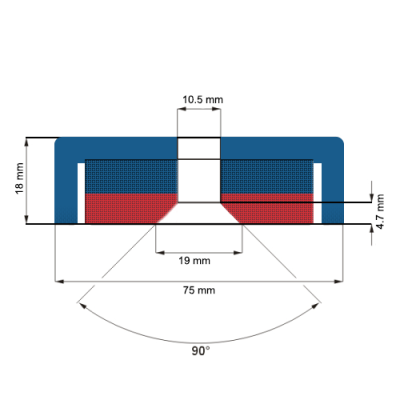 Magnet neodim oală D 75 mm schema