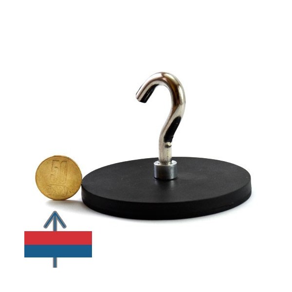 Неодимов магнит тенджера Ø88 мм с каучуково покритие и кука 4