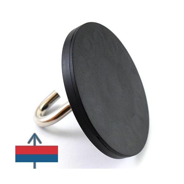 Неодимов магнит тенджера Ø88 мм с каучуково покритие и кука 6