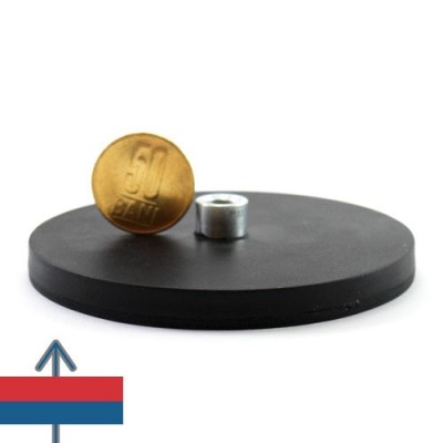 Magnet neodim oala D88 mm cauciucat gat filet interior 2