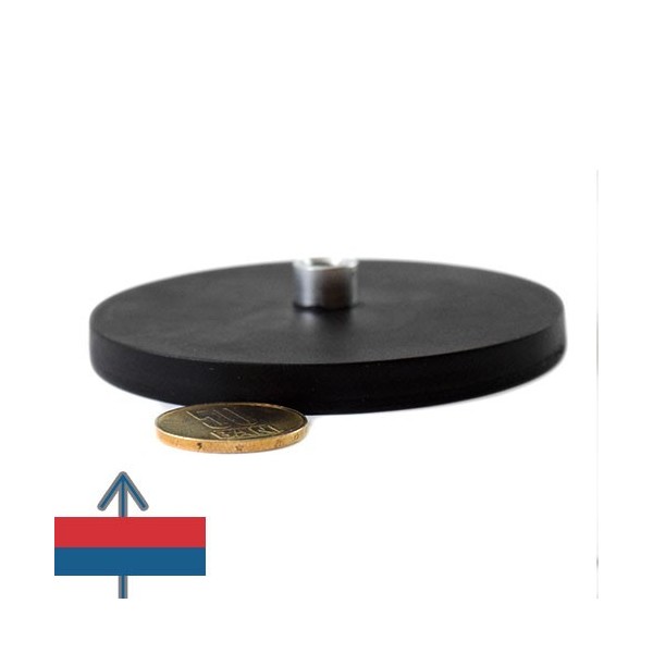 Magnet neodim oala D88 mm cauciucat gat filet interior 4