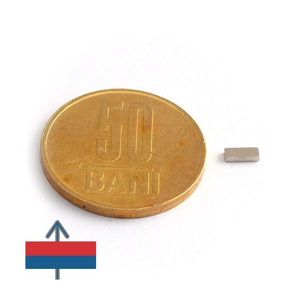 Magnet neodim bloc 5 x 2 x 1 mm cu magnetizare