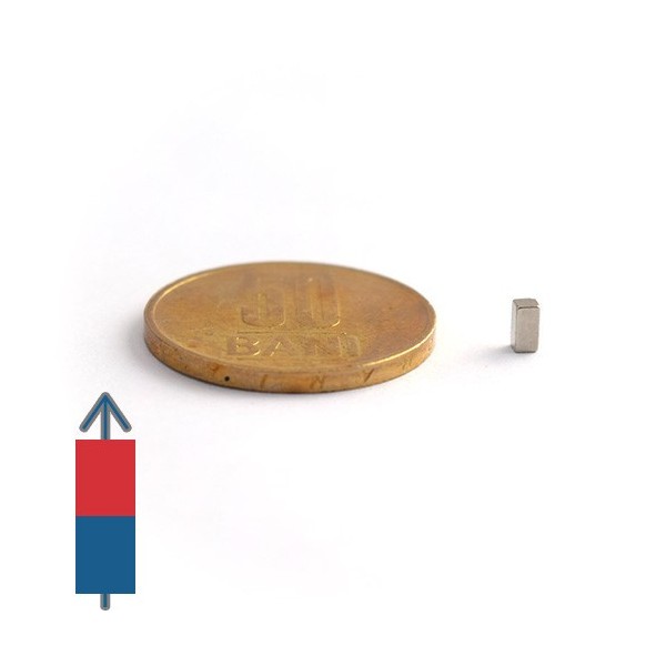 Magnet neodim bloc 2 x 2 x 4 mm - N42 cu magnetizare