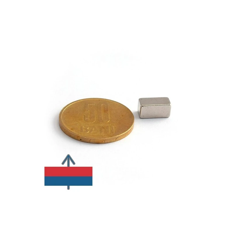 Magnet neodim bloc 10 x 5 x 5 mm - N42 cu magnetizare