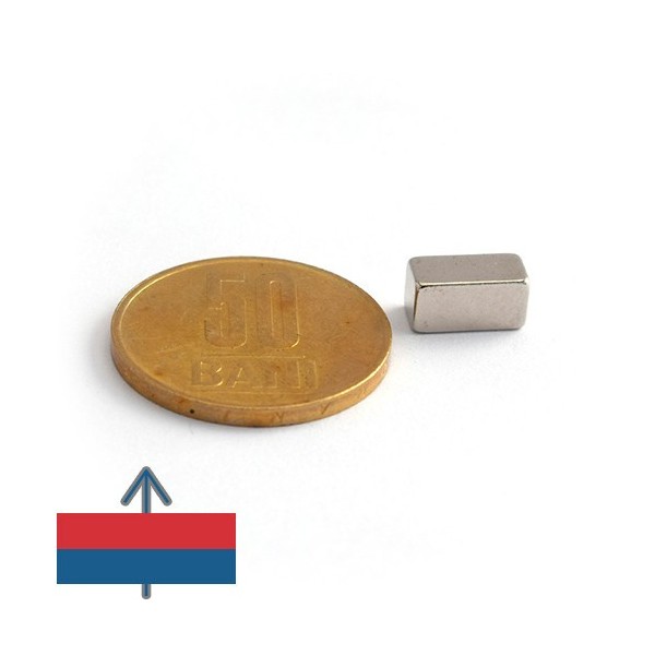 Неодимов магнит блок 10 x 5 x 5 мм - N42 с намагнитване