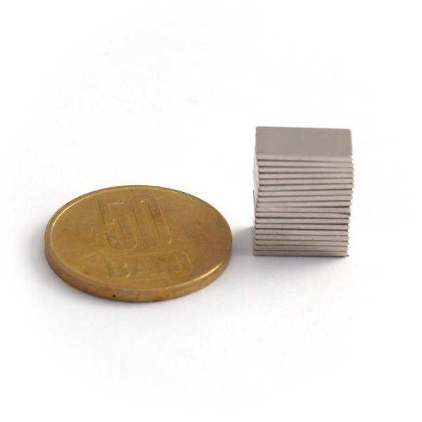 Неодимов магнит блок 12 x 7 x 0,8 мм - N38SH комплект - магнитизацията е установена