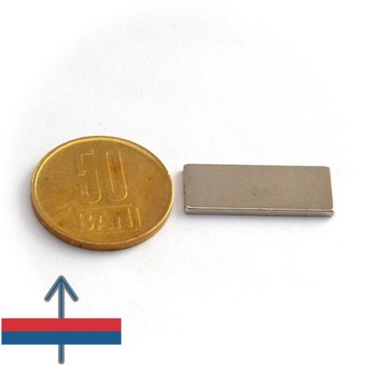 Magnet neodim bloc 25 x 10 x 1,5 mm - N42 cu magnetizare