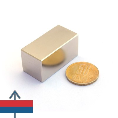 Magnet neodim bloc 40 x 20 x 20 mm - cu magnetizare