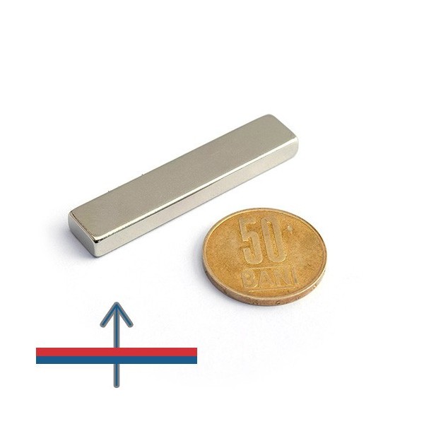 Magnet neodim bloc 50 x 10 x 5 mm - N45 cu magnetizare proportional