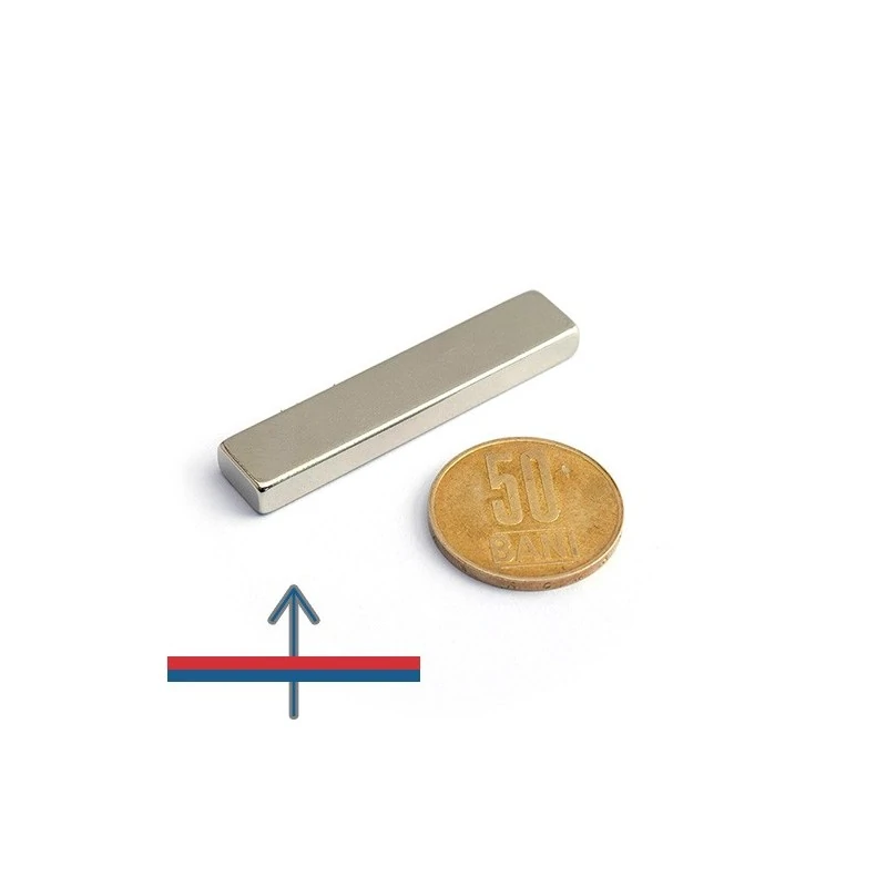 Magnet neodim bloc 50 x 10 x 5 mm - N45 cu magnetizare proportional