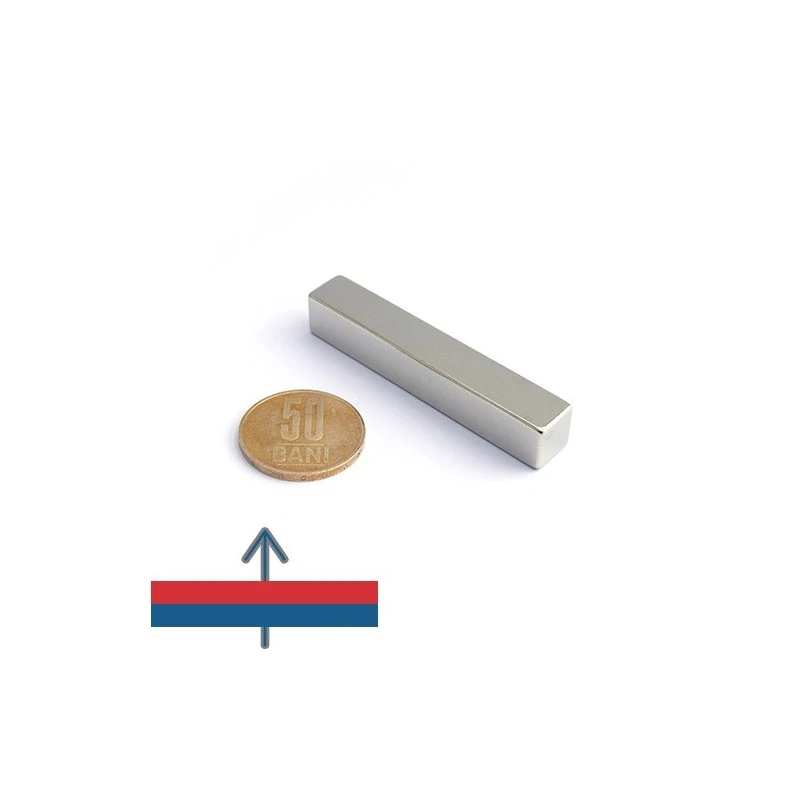 Magnet neodim bloc 50 x 10 x 10 mm - N45 cu magnetizare proportional