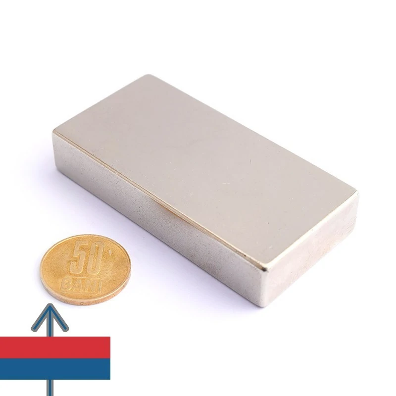 Magnet neodim bloc 80 x 40 x 15 mm - N45 cu magnetizare