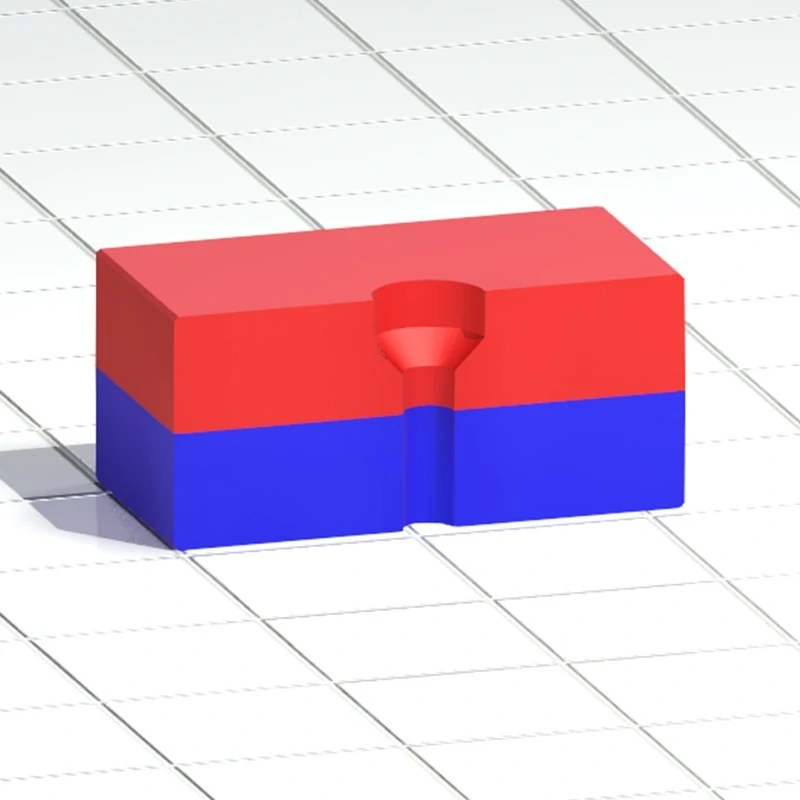 Magnet neodim bloc 55 x 55 x 25 mm cu gaura ingropata D5,5 D12 - N45 model