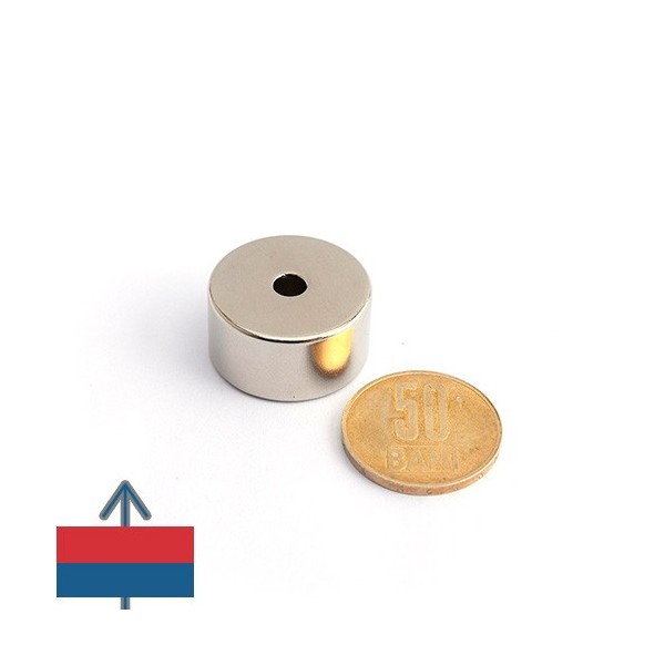 Magnet neodim inel 25 x 5 x 13 mm - N45 cu magnetizare proportional