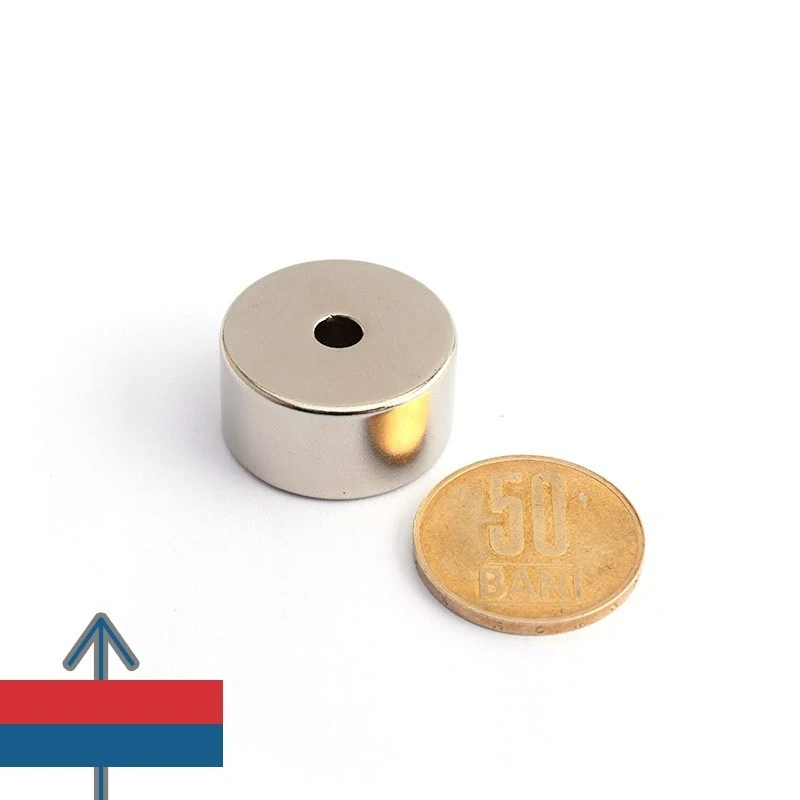 Magnet neodim inel 25 x 5 x 13 mm - N45 cu magnetizare