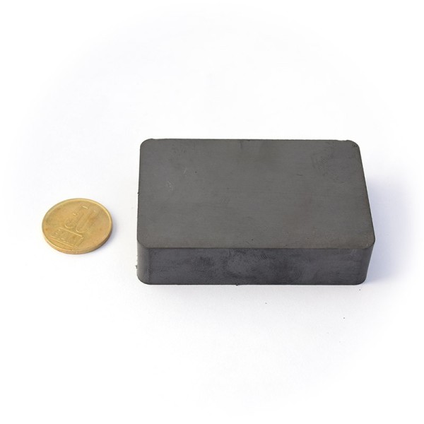 Magnet ferita bloc 75 x 50 x 18 mm cu moneda