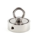 Неодимов магнит тенджера Ø75 мм с две пръстеновидни куки и две страни x 160 кг - магнитен риболов - мощен