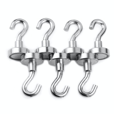 Magnet neodim oală D 16 mm filet interior și cârlig 7 bucăți