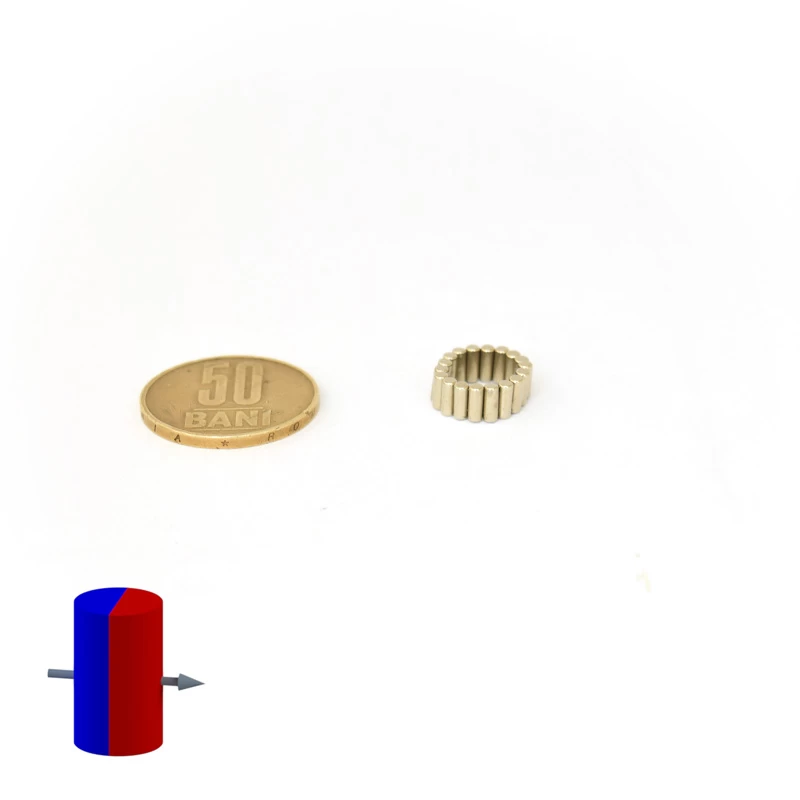Magnet neodim cilindru 2 x 5 mm diametral 50 bani