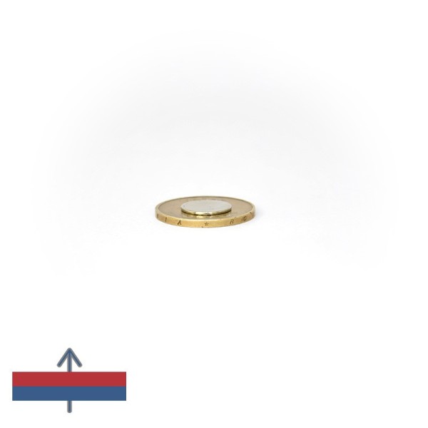 Неодимов магнит диск 12 x 0,75 мм върху монета 50 стотинки с намагнитване