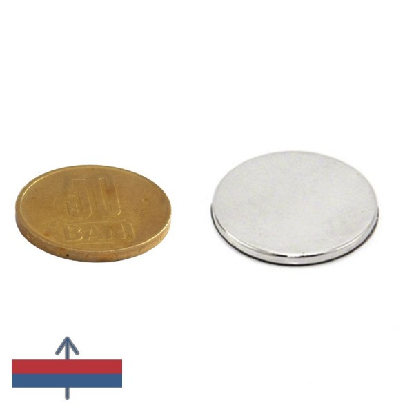Magnet neodim disc 25 x 2 mm autoadeziv 50 bani magnetizare