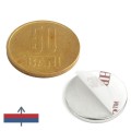 Неодимов магнит диск 20 x 2 мм със самозалепваща се основа, с монета 50 стотинки и намагнитване