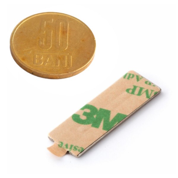 Magnet neodim bloc 30 x 10 x 1 mm autoadeziv verso - 50 bani