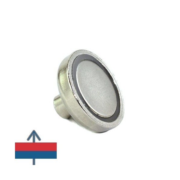 Magnet neodim oală D 32 mm cu gât filetat la interior verso