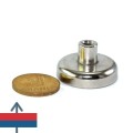 Неодимов магнит тенджера Ø32 мм с вътрешна резба на шийката и монета 50 стотинки